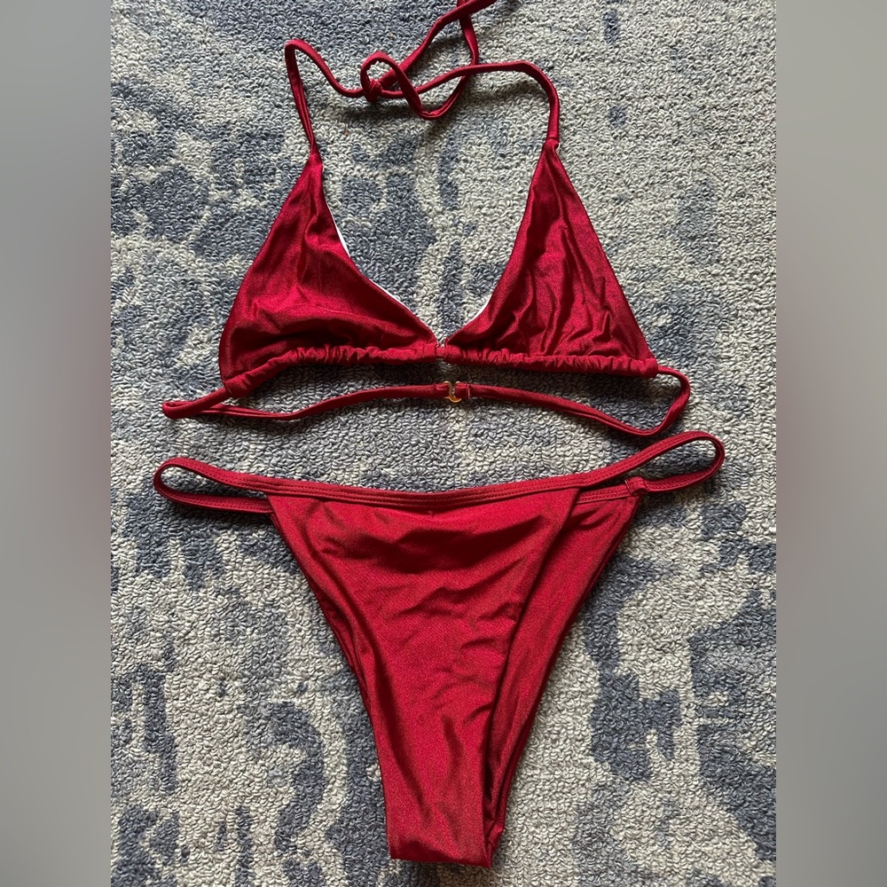 Ohana Swim Metallic Red Amara Bikini, size Small
